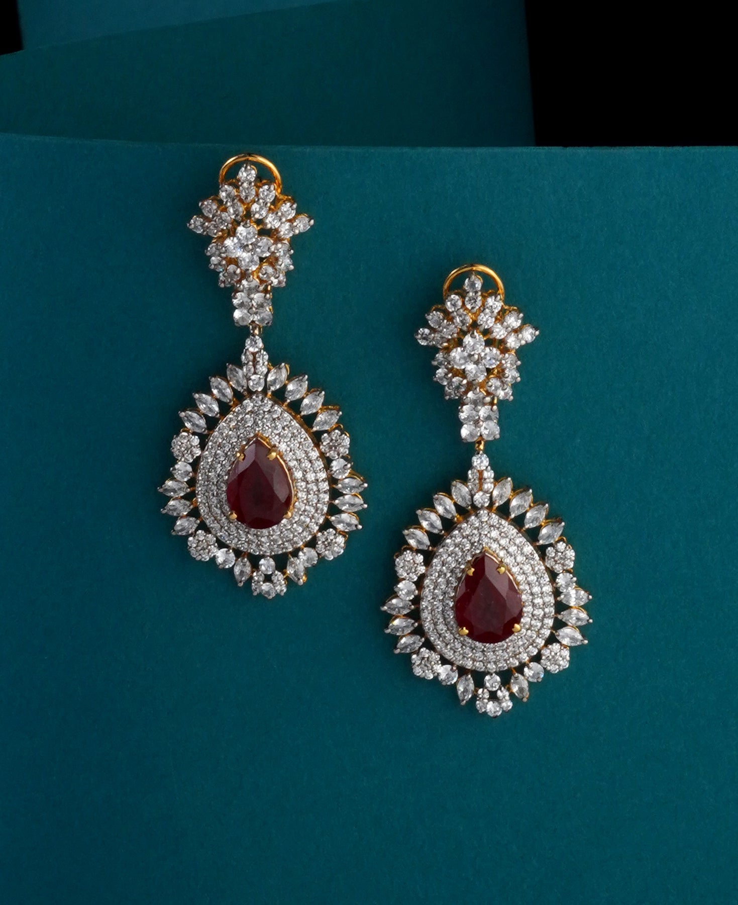Ruby & Zircon Princess Earrings