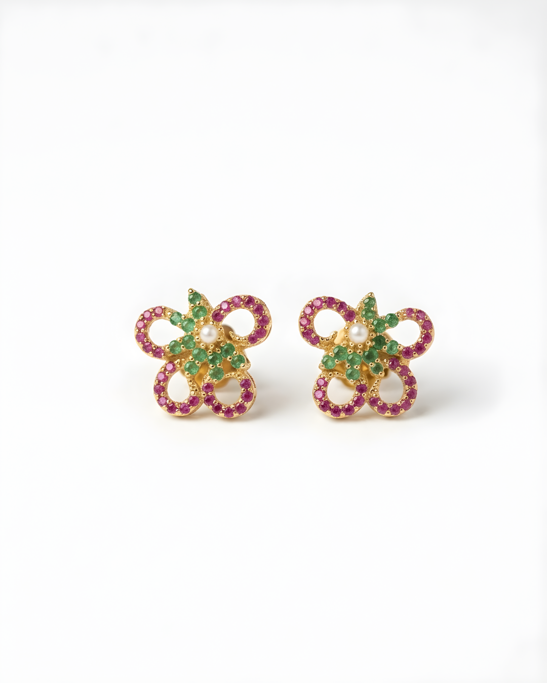 Ruby Emerald butterfly studs