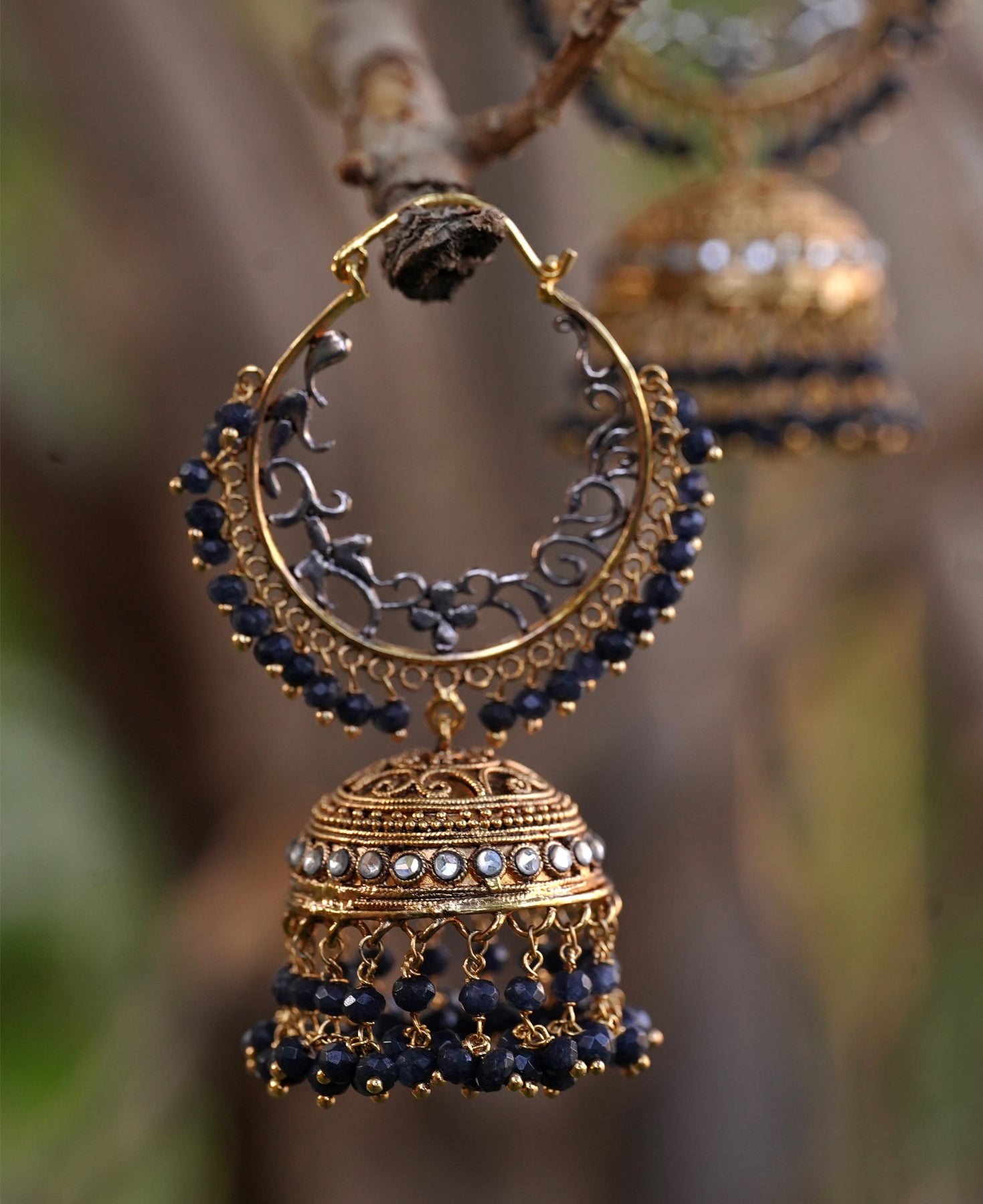 Kundan Carved Bali Jhumka 2