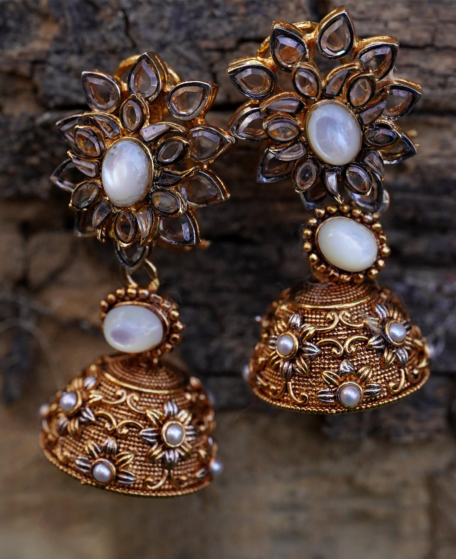 Polki & MOP Jhumkas