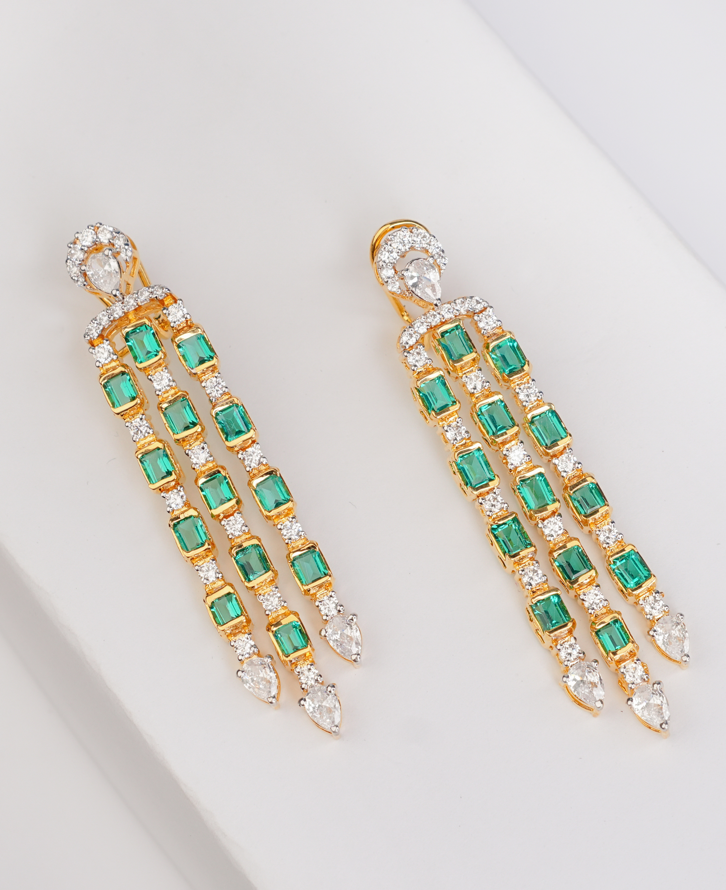 Emerald Waterfall Earrings 2