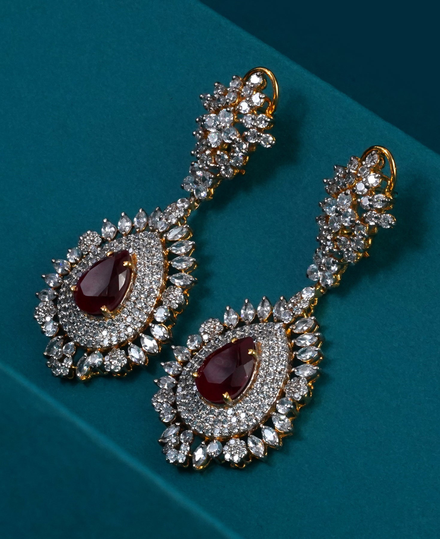 Ruby & Zircon Princess Earrings
