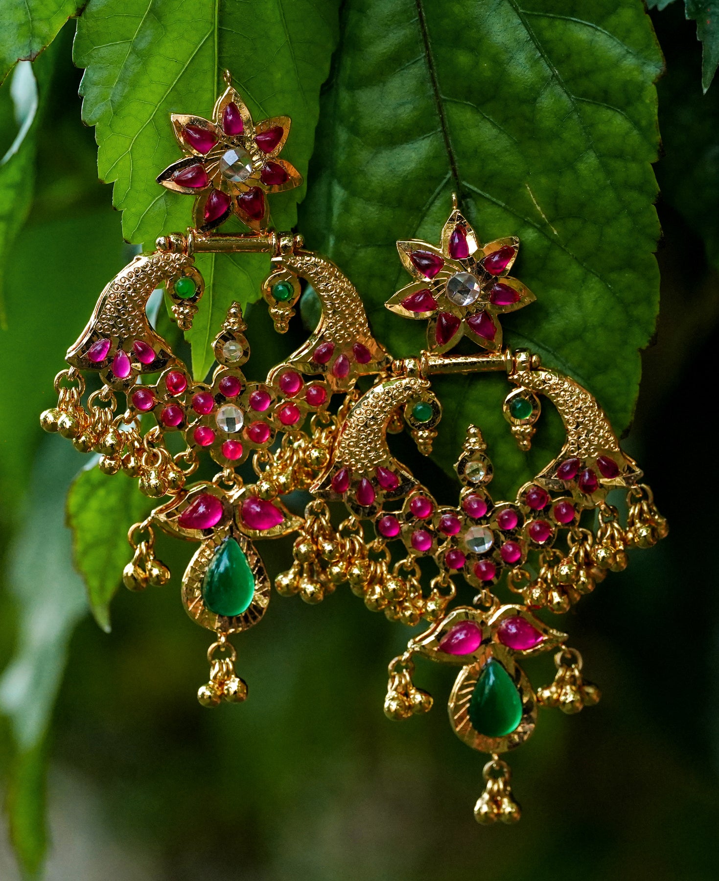 Red & Green Ghungroo Earrings