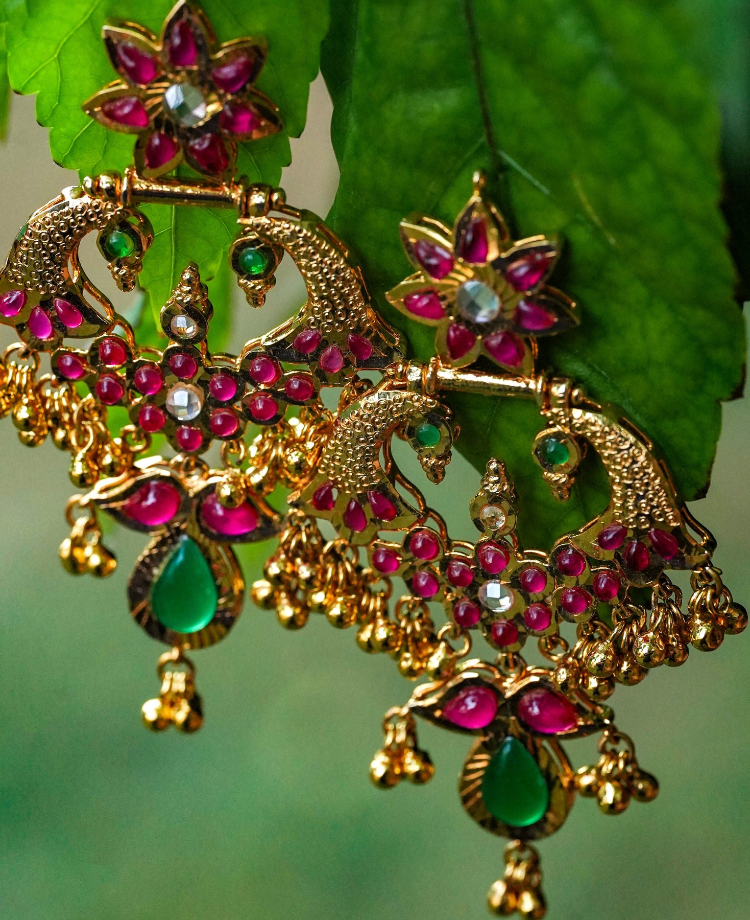 Red & Green Ghungroo Earrings