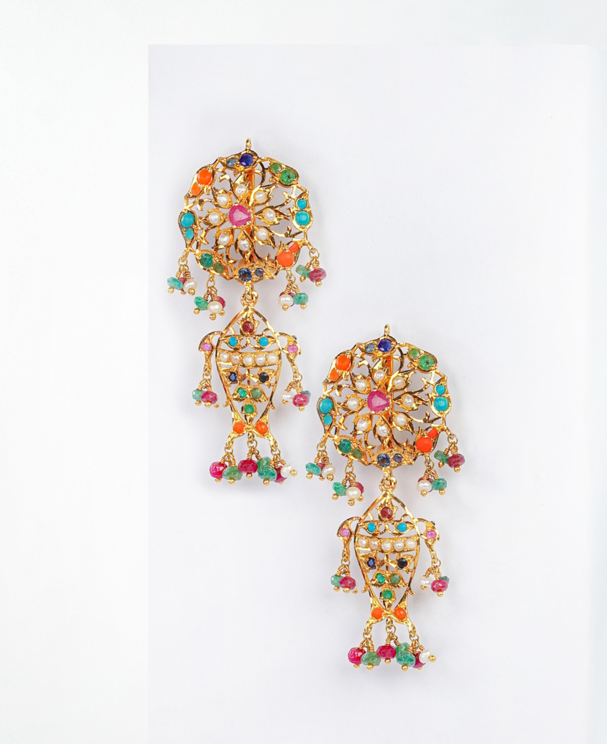 Naurattan Jhalar Hyderabadi Earrings 2