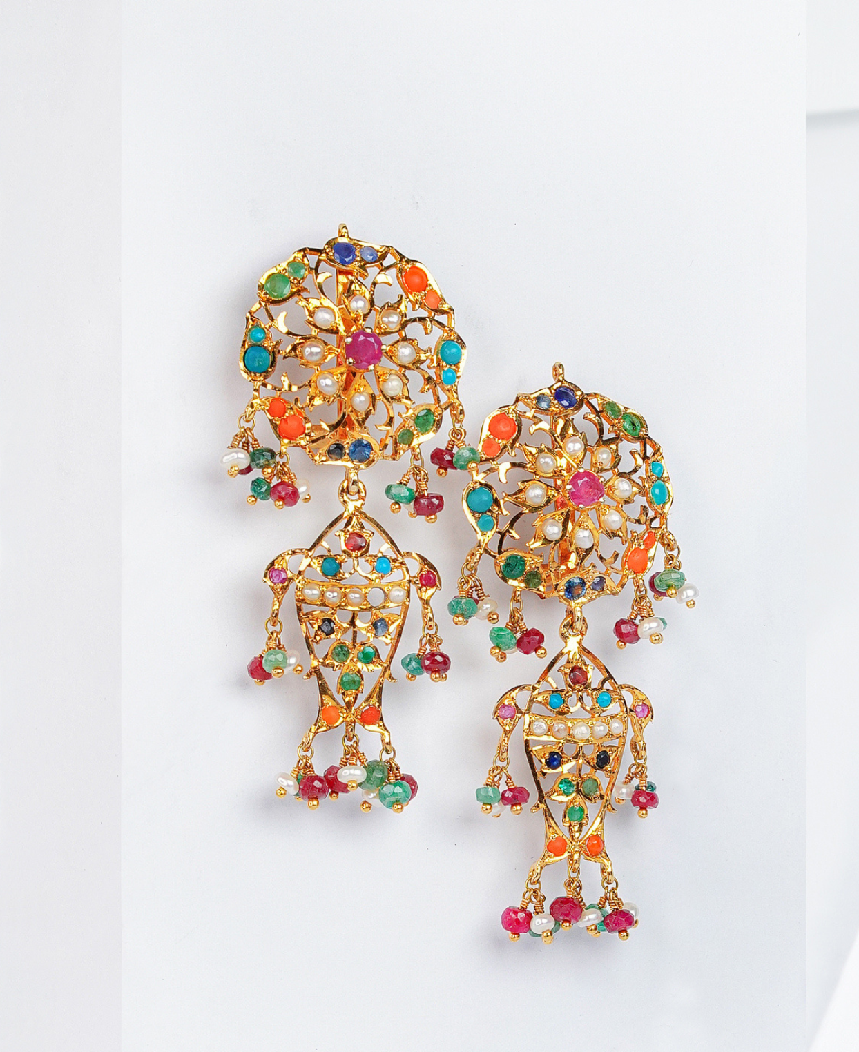 Naurattan Jhalar Hyderabadi Earrings 2