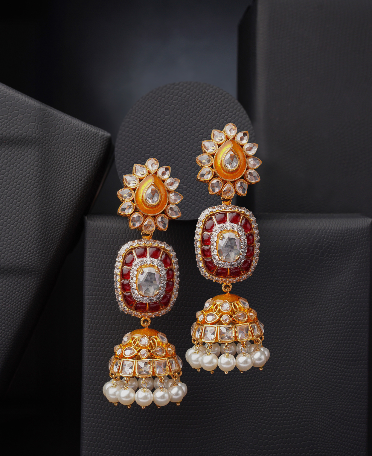 Polki Ruby Meena Jhumka