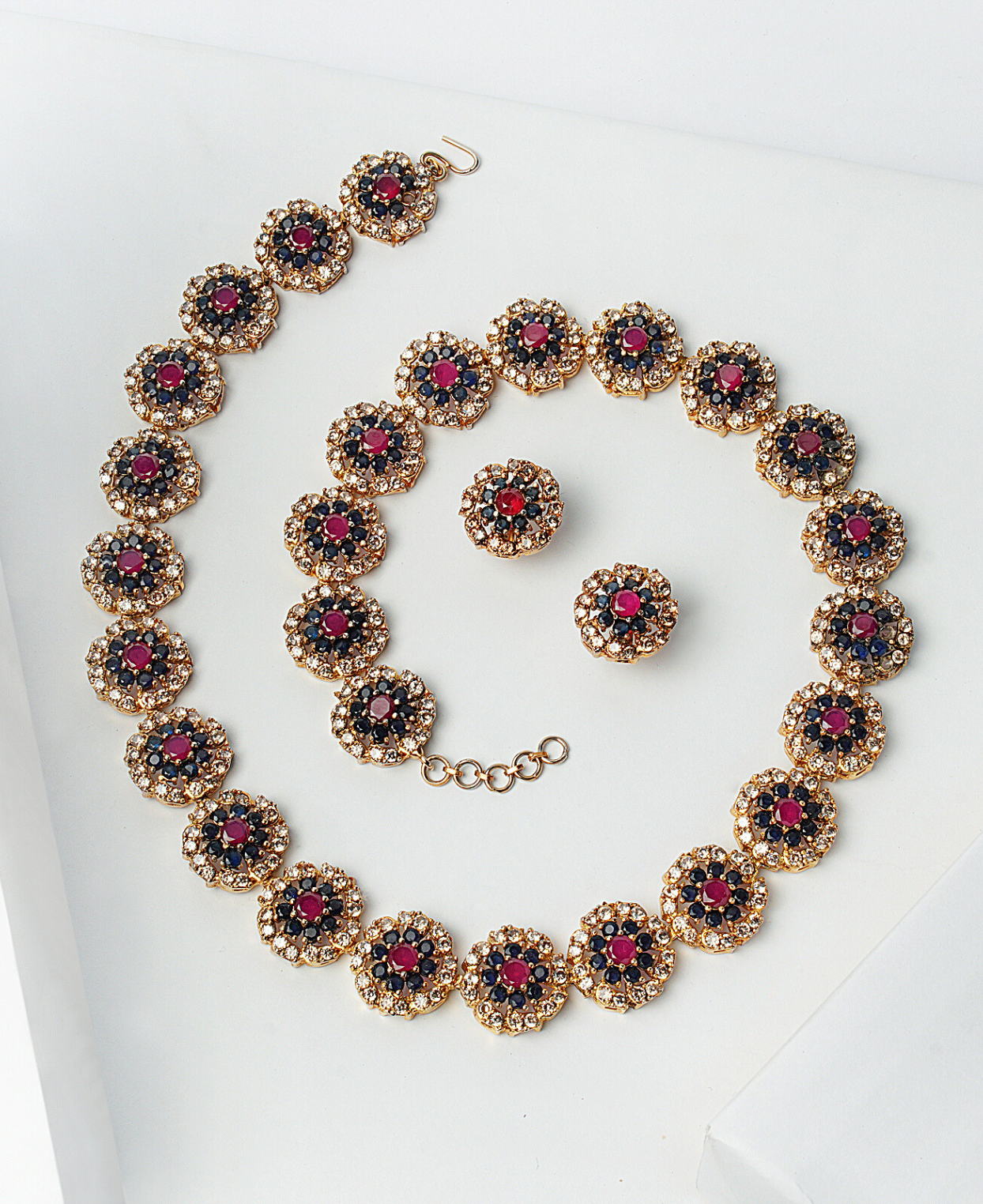 Ruby Sapphire Polki String Maala