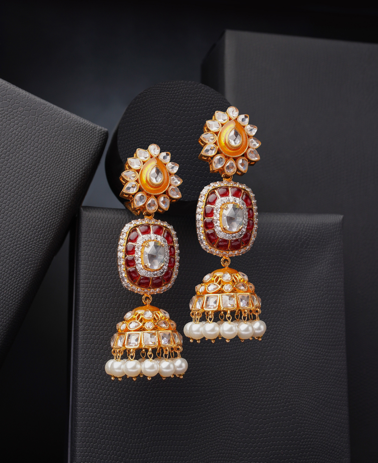 Polki Ruby Meena Jhumka