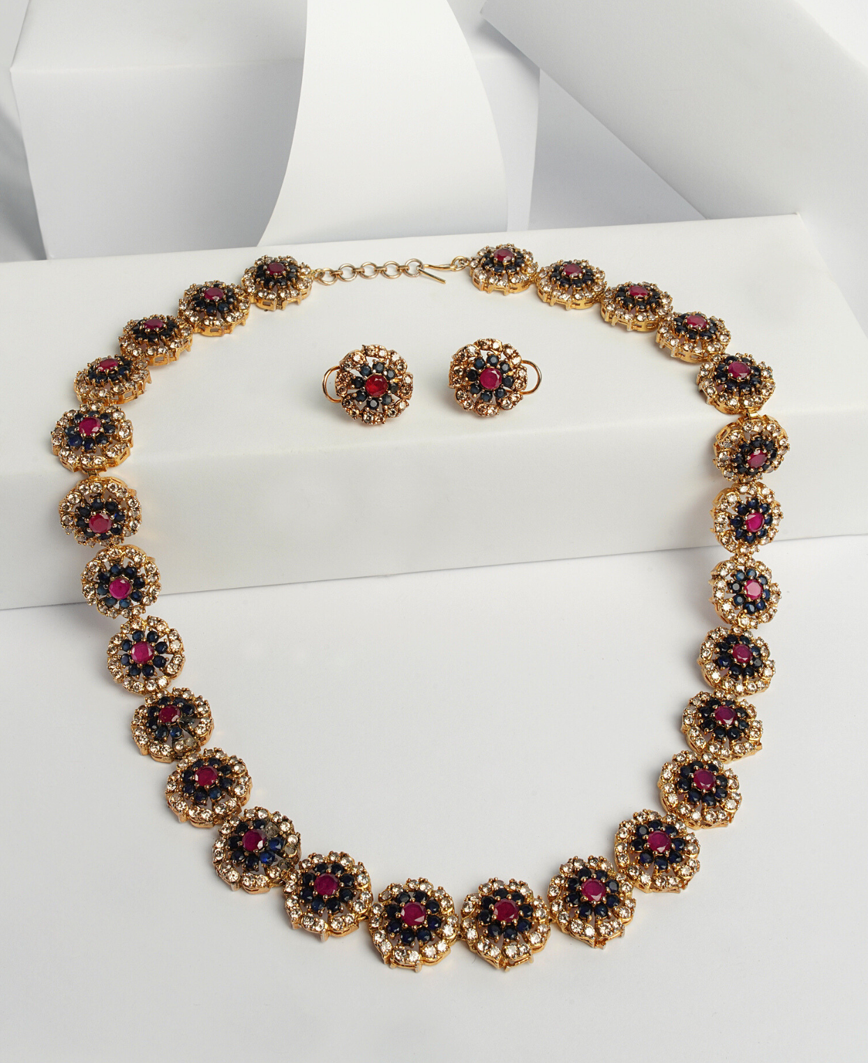 Ruby Sapphire Polki String Maala