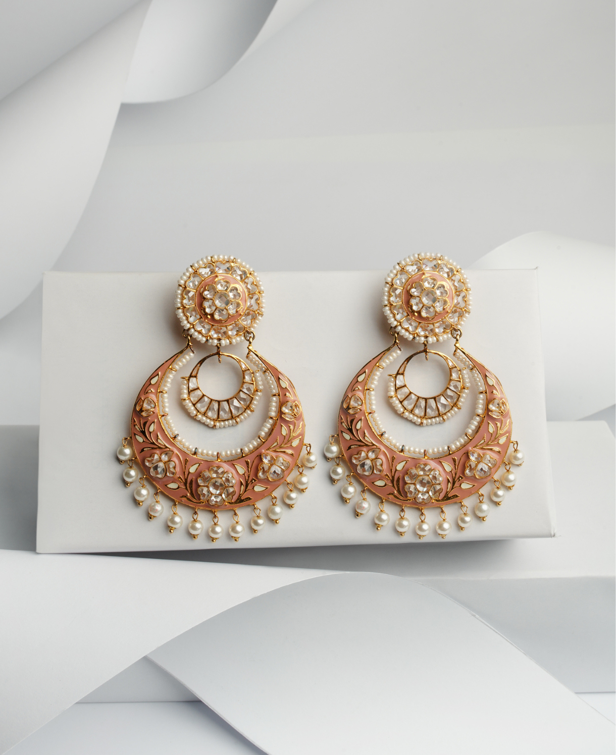 Powder Pink Meena Polki Bali