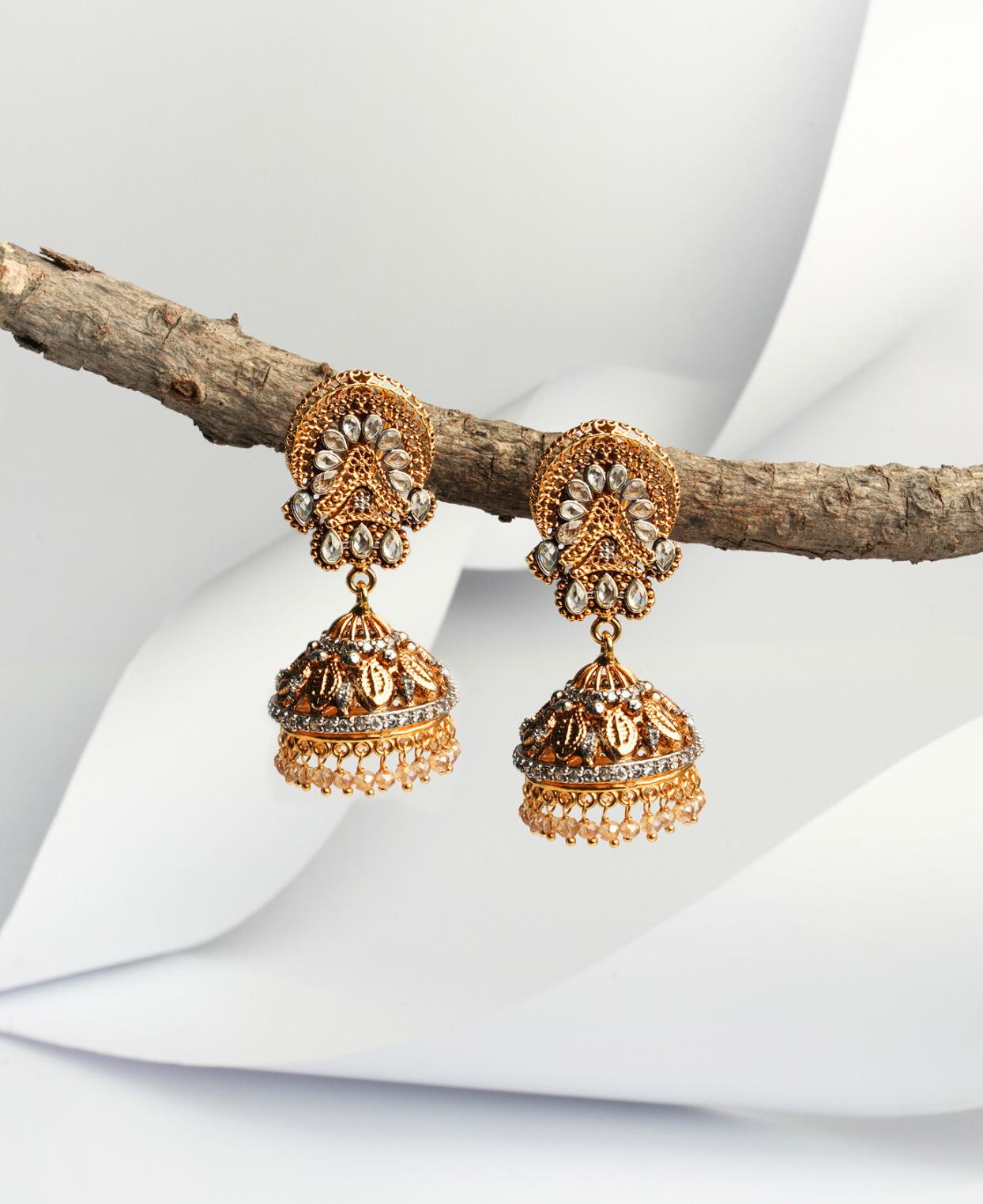 Polki Champagne Jhumki