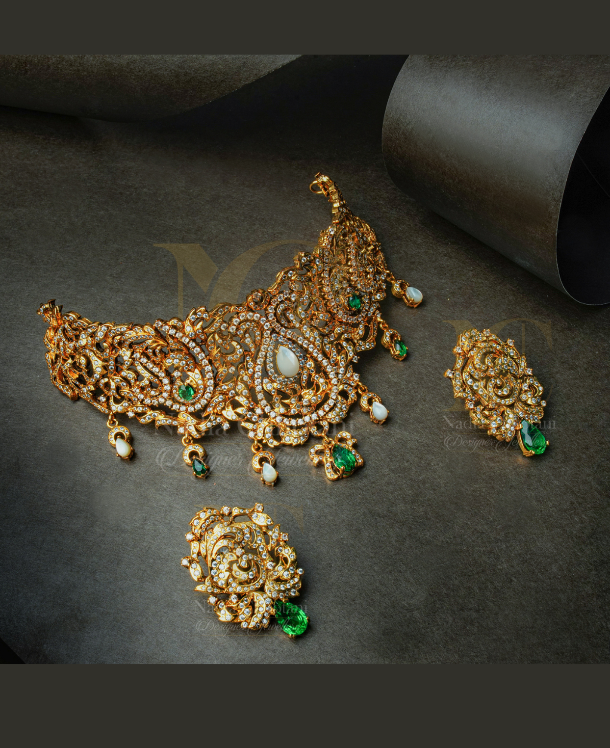 Raani Zevar Emerald Choker Set