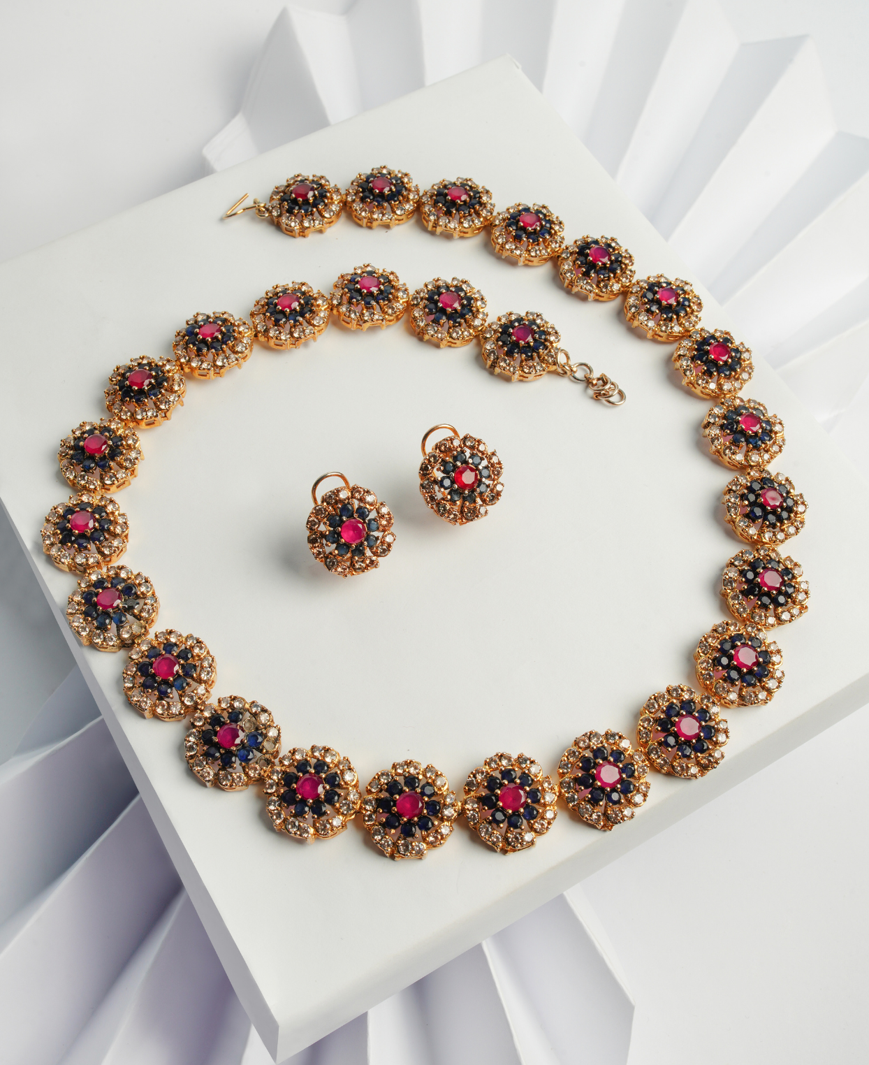 Ruby Sapphire Polki String Maala