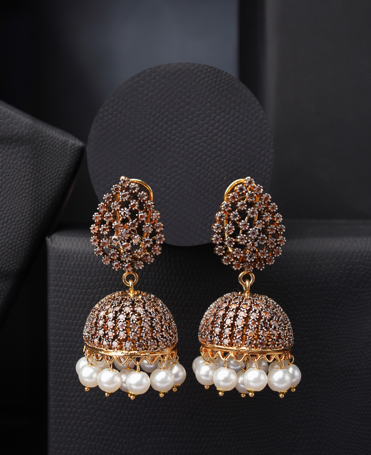 Coffee Drop Pearl Jhumkas