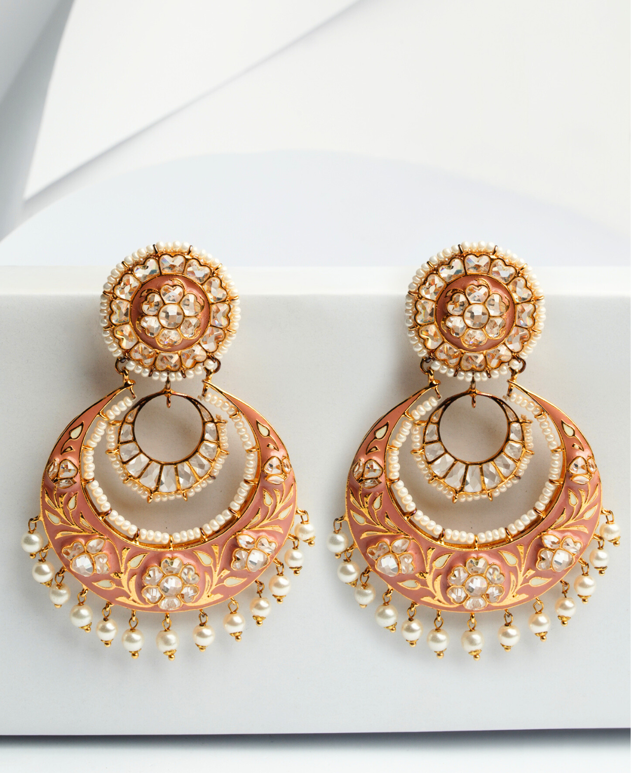 Powder Pink Meena Polki Bali