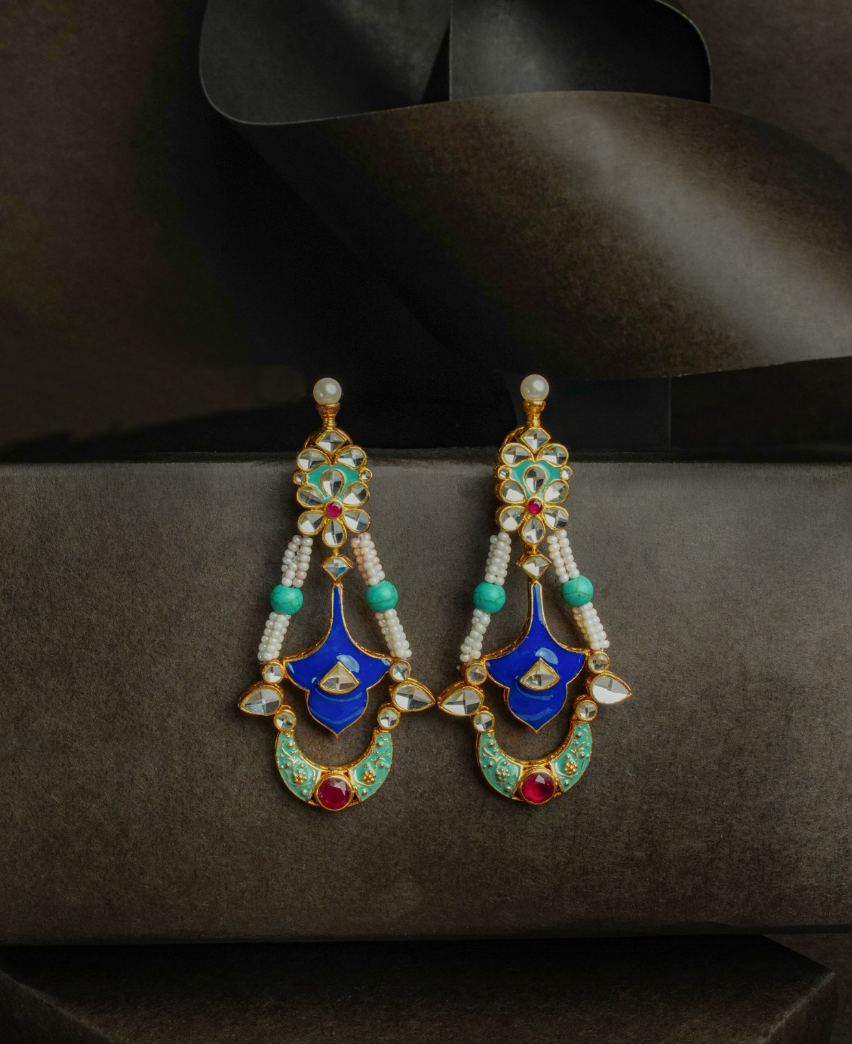 Kundan Blue Red Meena ER