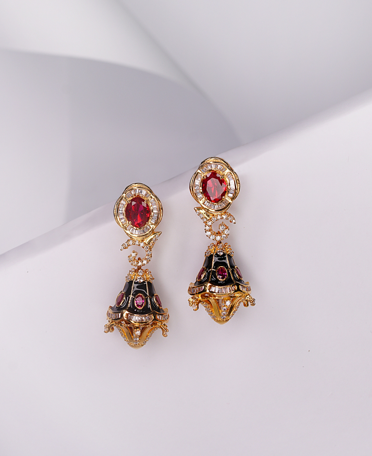 Trendy Black Enamel Jhumkis