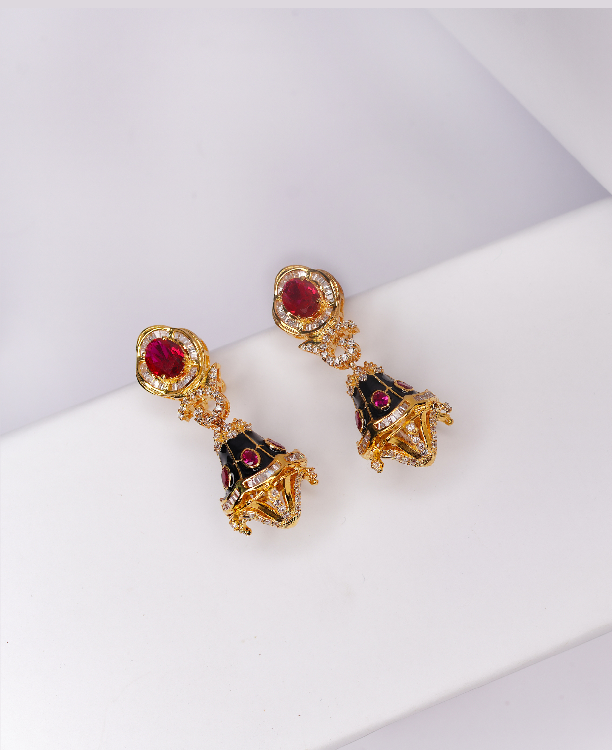 Trendy Black Enamel Jhumkis