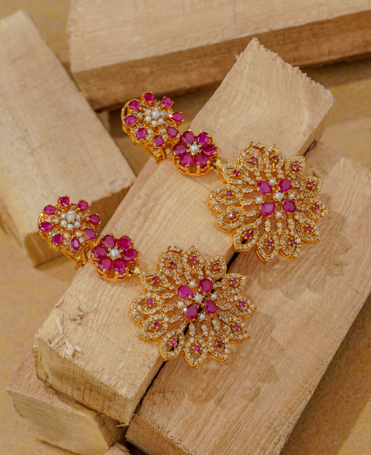 Champagne Ruby Earrings