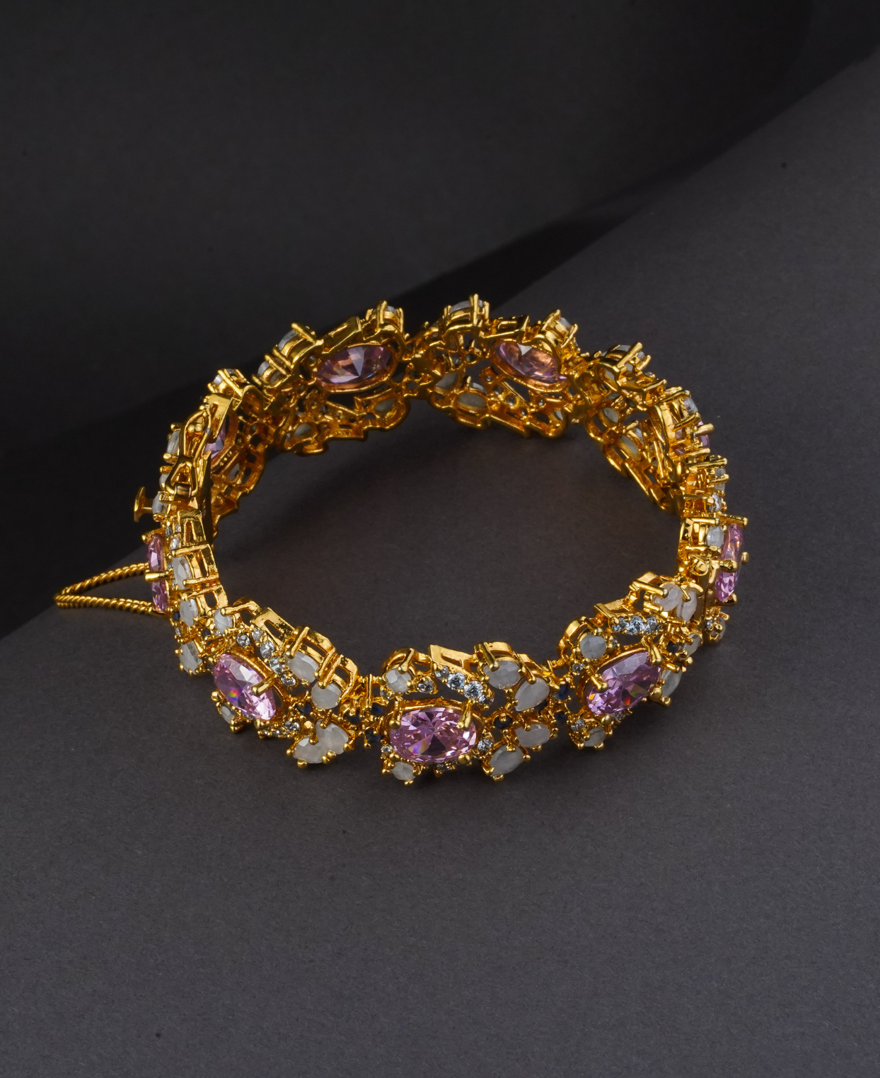 Pink Milky Polki Kara