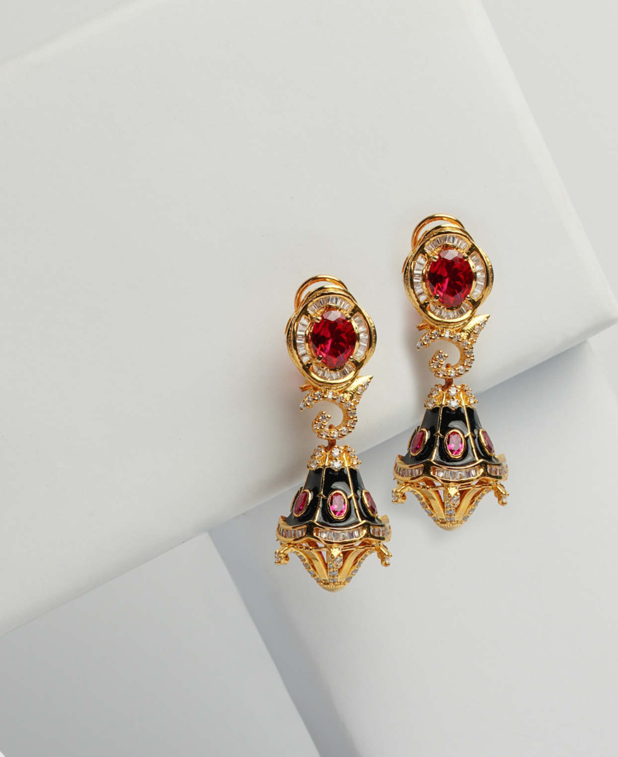 Trendy Black Enamel Jhumkis