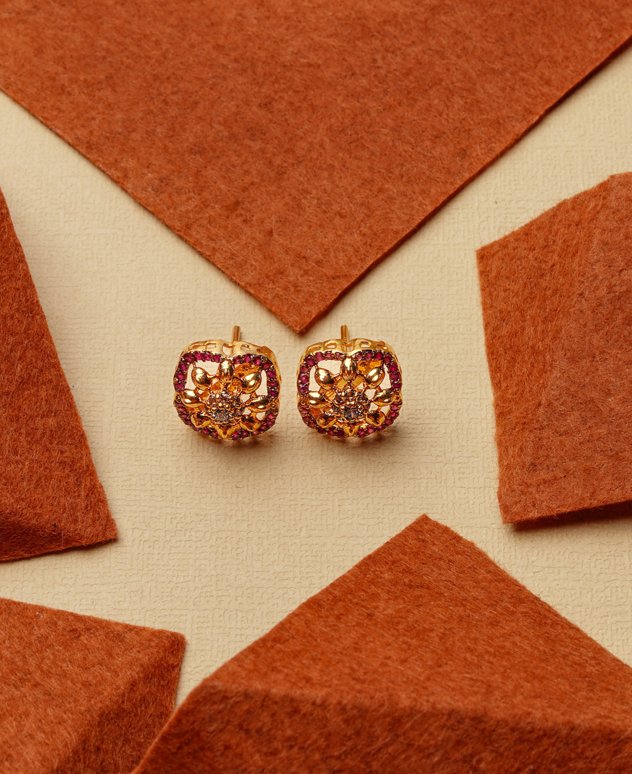 Gold Garnet Studs