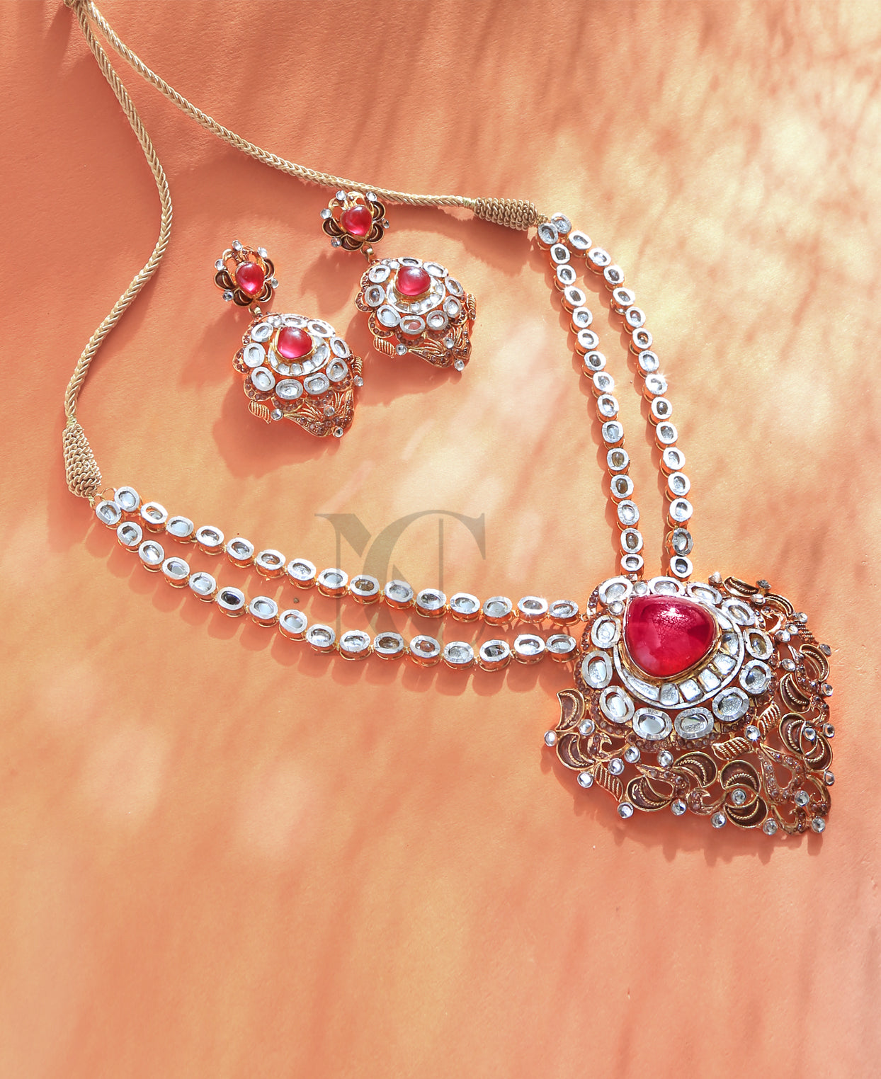 Traditional Bridal Ruby and Kundan Set