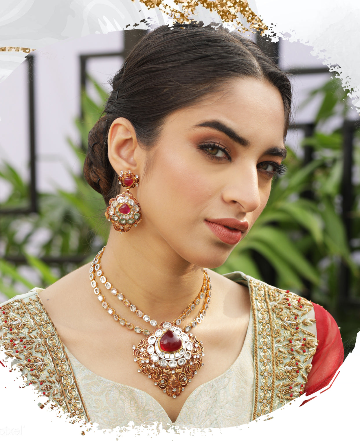 Traditional Bridal Ruby and Kundan Set