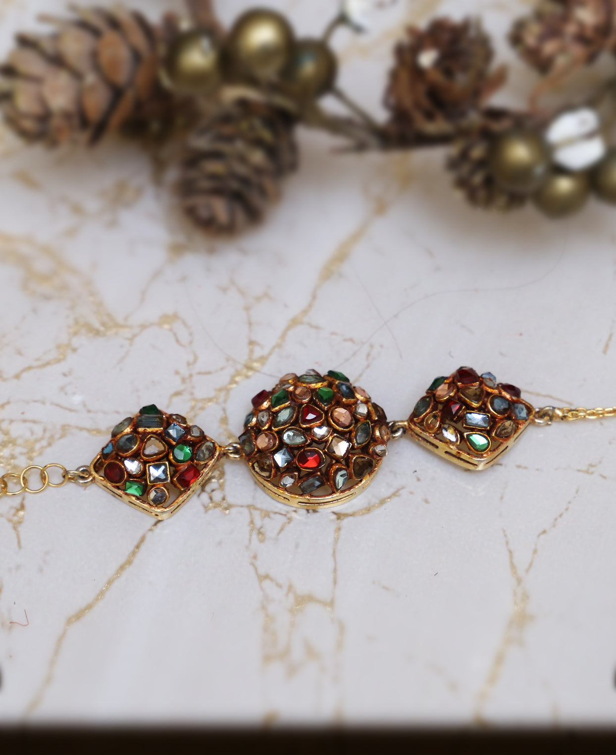Multi Colored Kundan Hyderabadi Bracelet