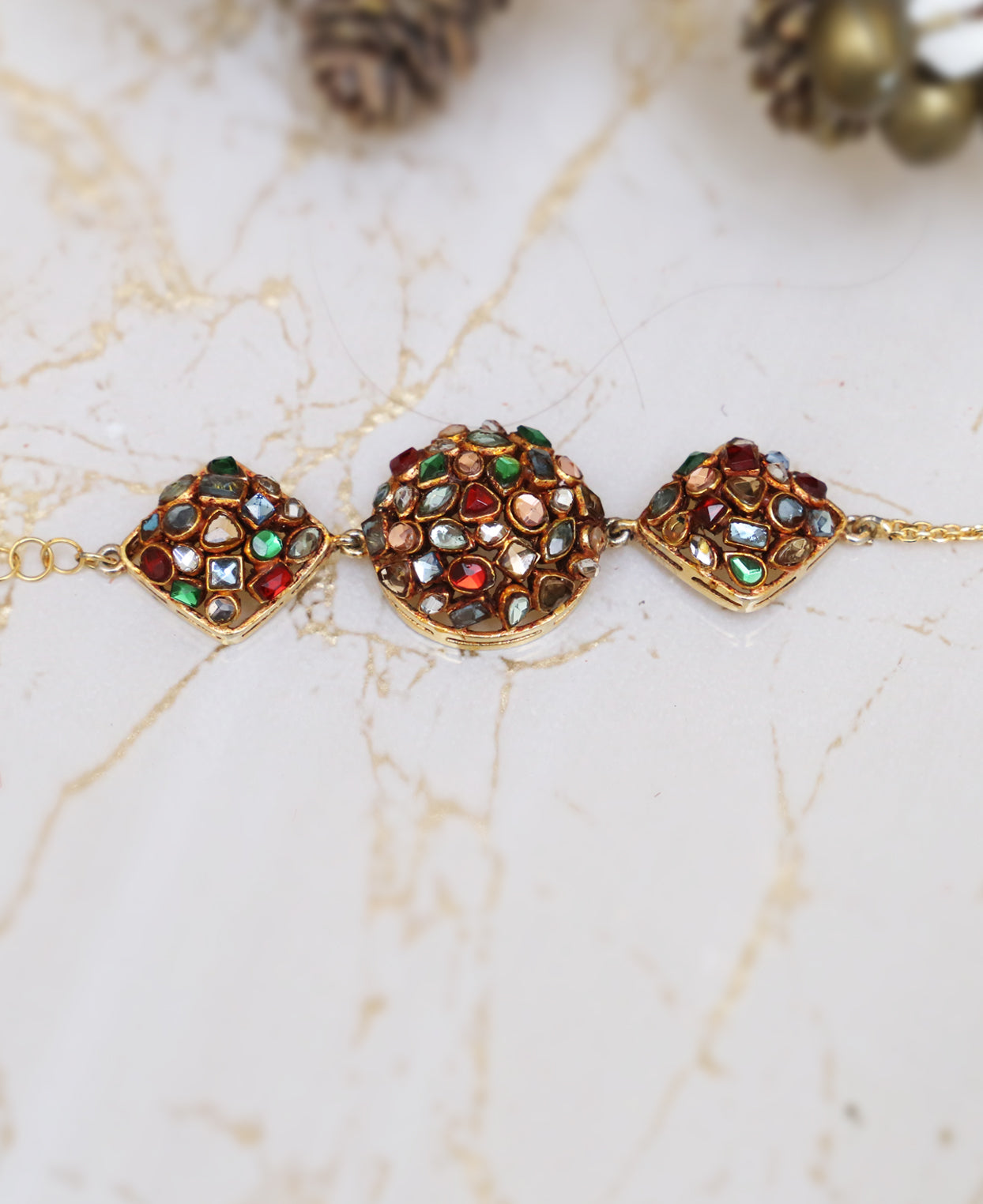 Multi Colored Kundan Hyderabadi Bracelet