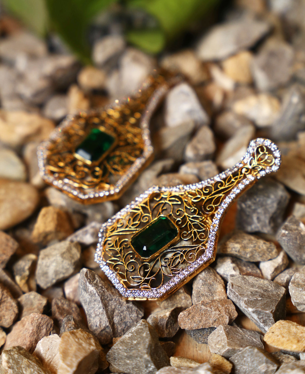 gold Jhali Frame Earrings