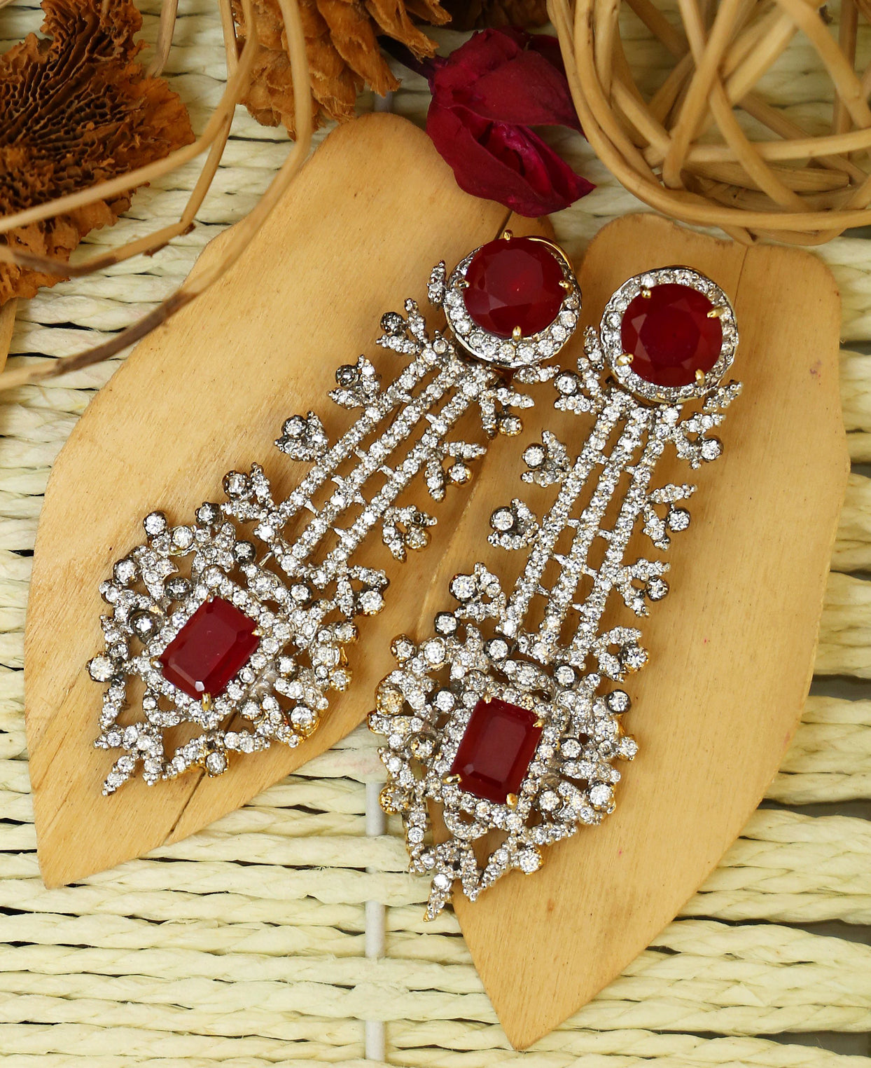 red ruby earrings