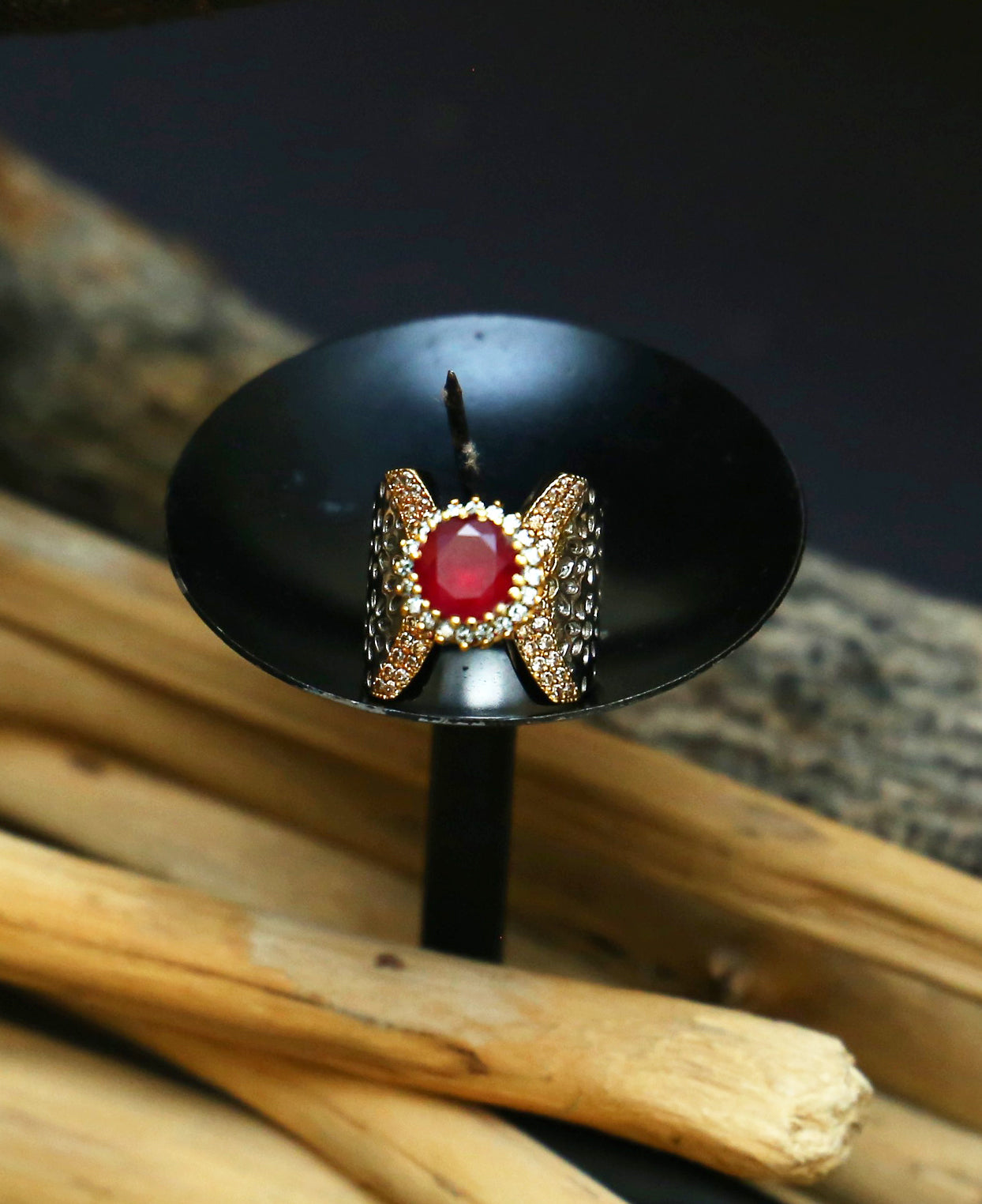 Ruby Carved Band Ring
