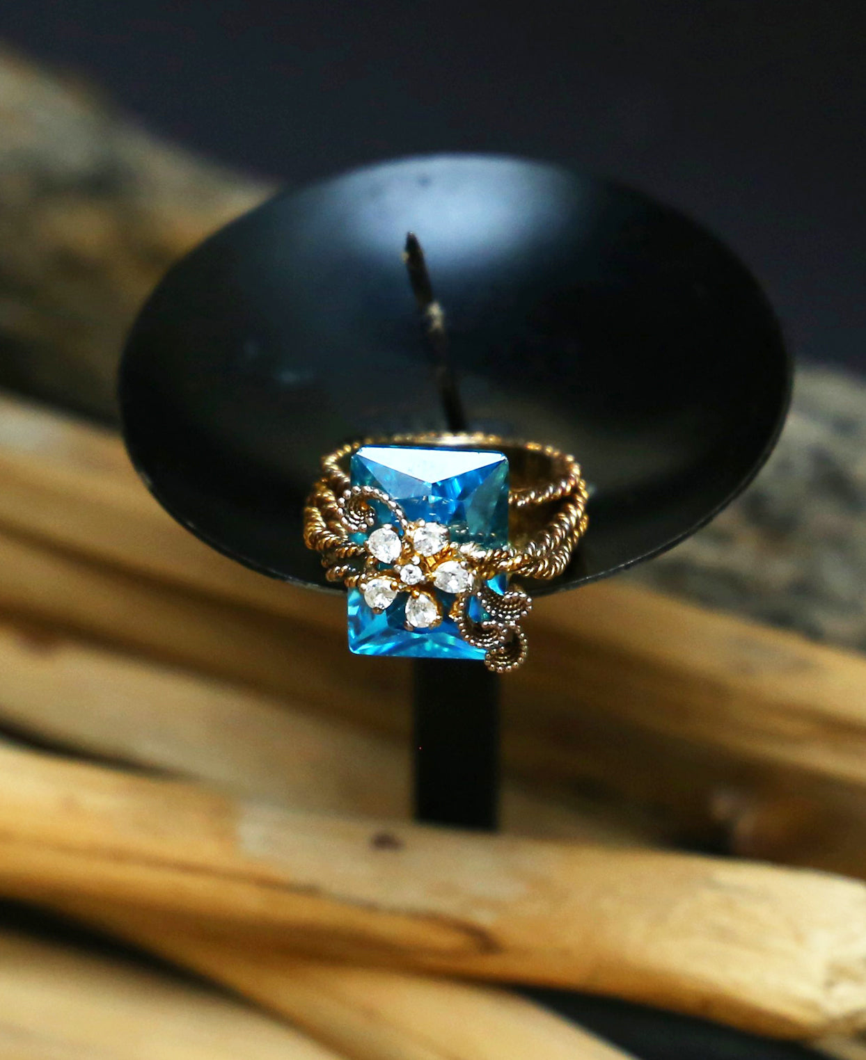 Aqua Chunky Twisted Wire Ring