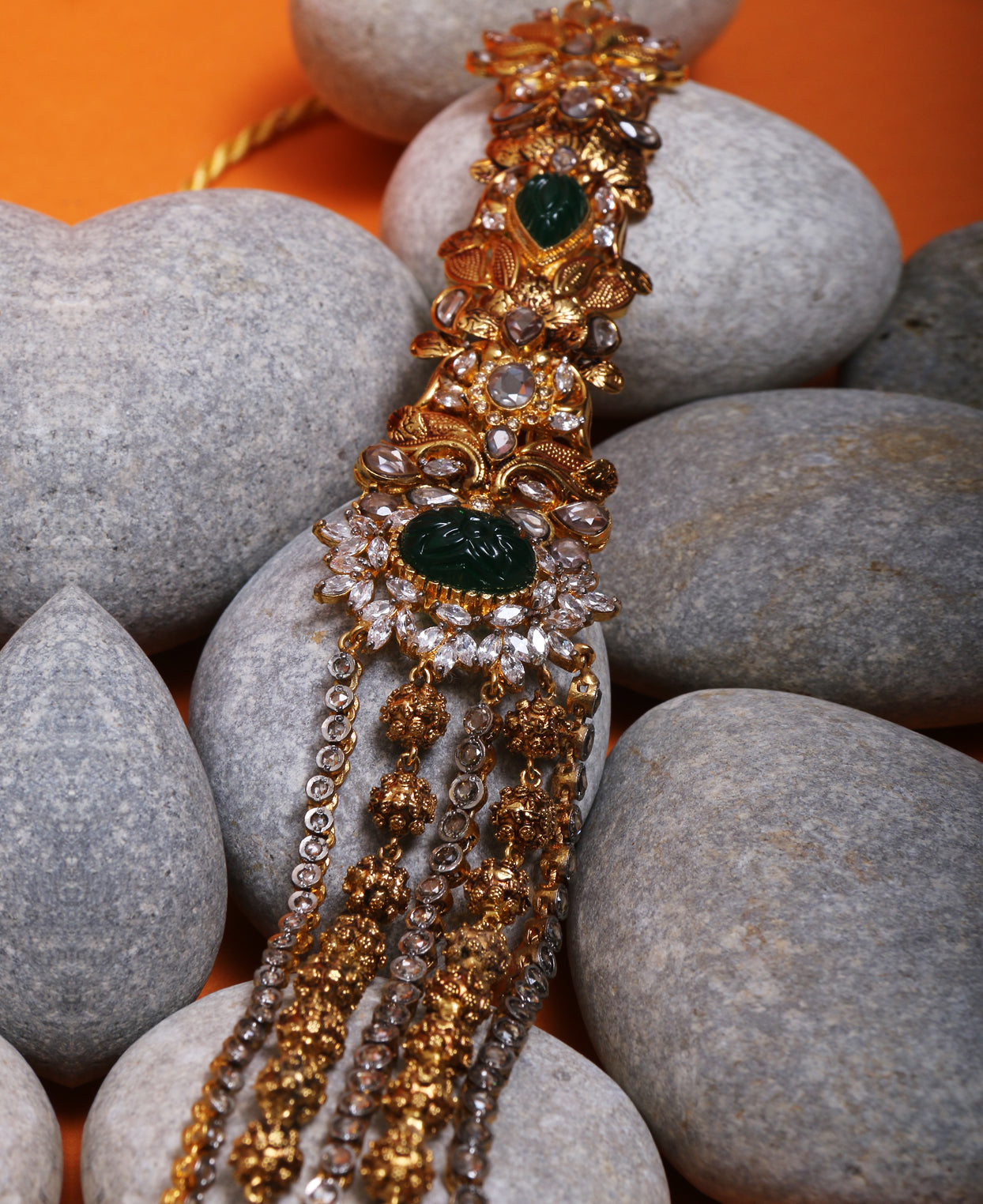Texture Carving Emerald Mala