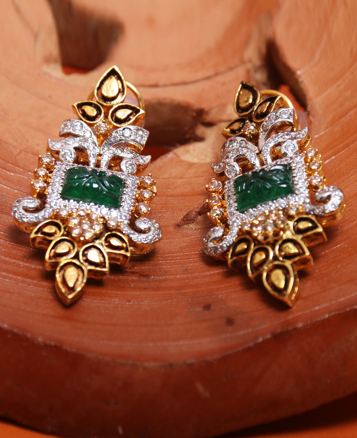 Carved Green Oversized studs