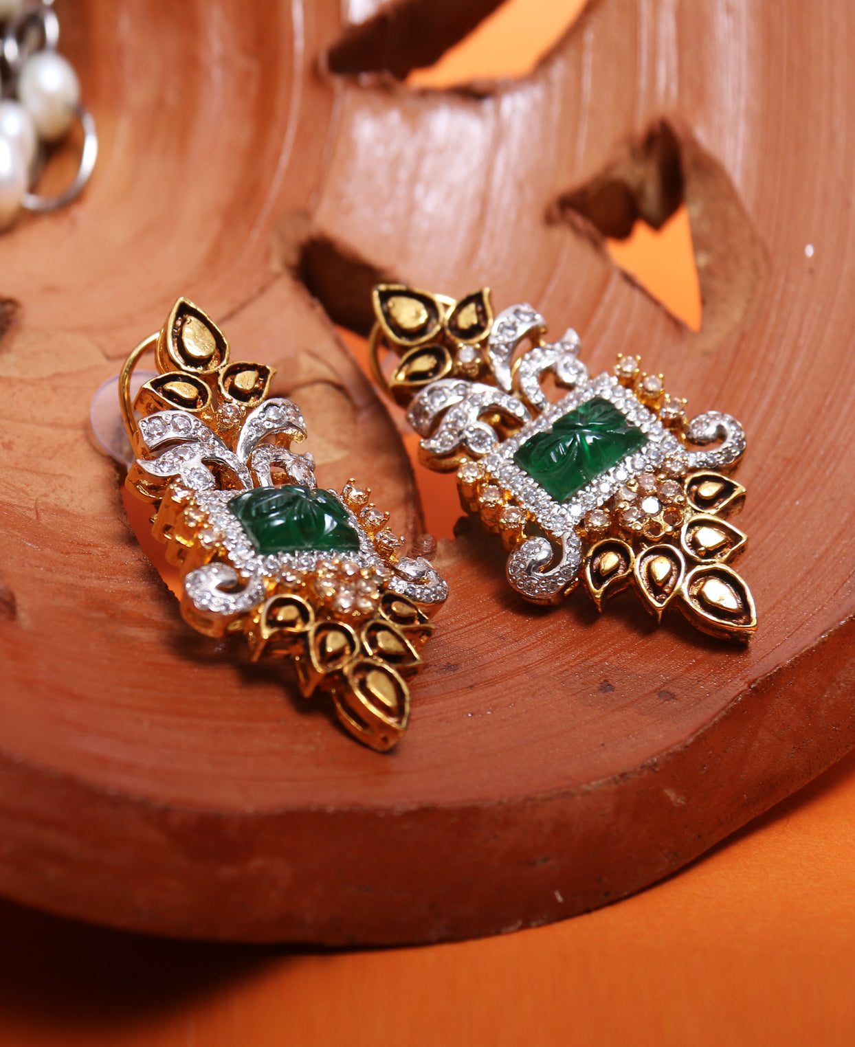 Carved Green Oversized studs