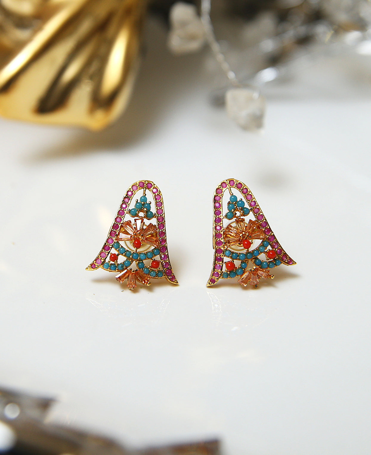 Ruby Feroza Champagne Studs