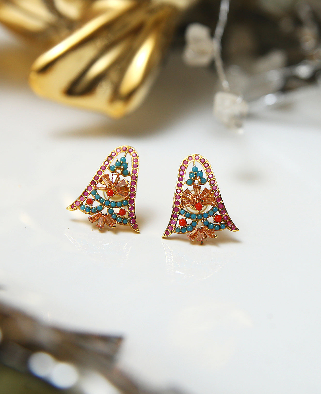 Ruby Feroza Champagne Studs