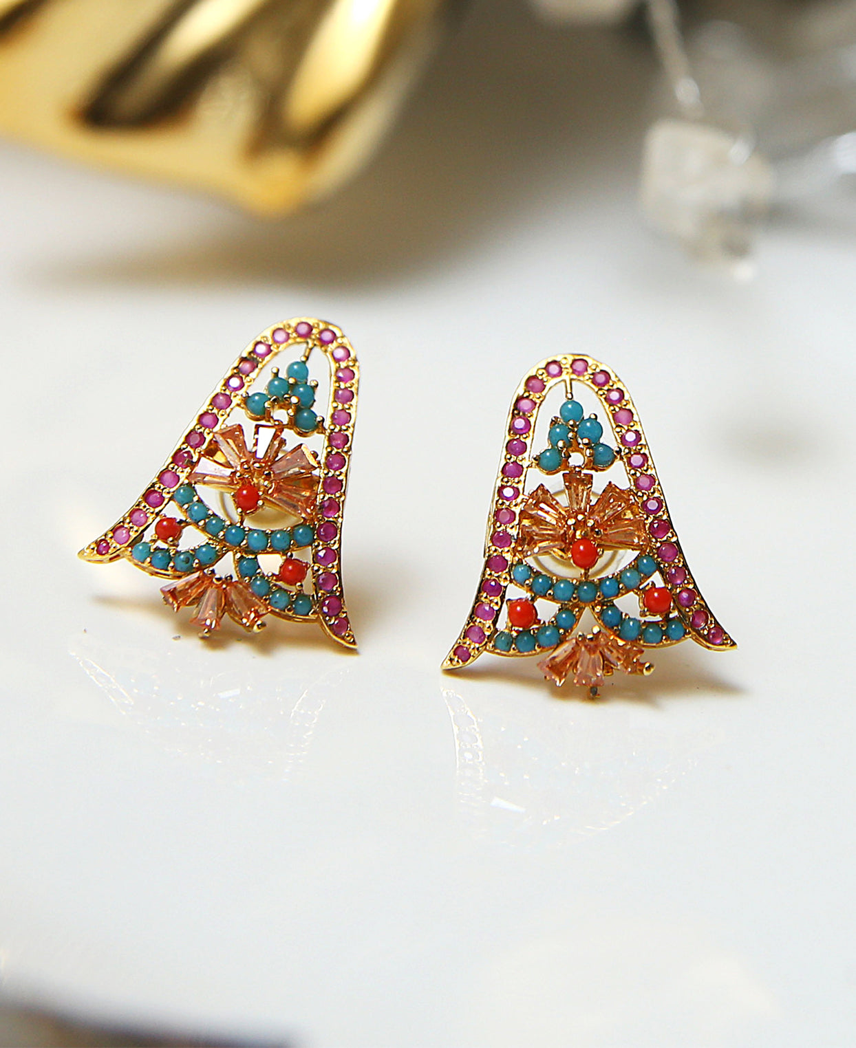 Ruby Feroza Champagne Studs