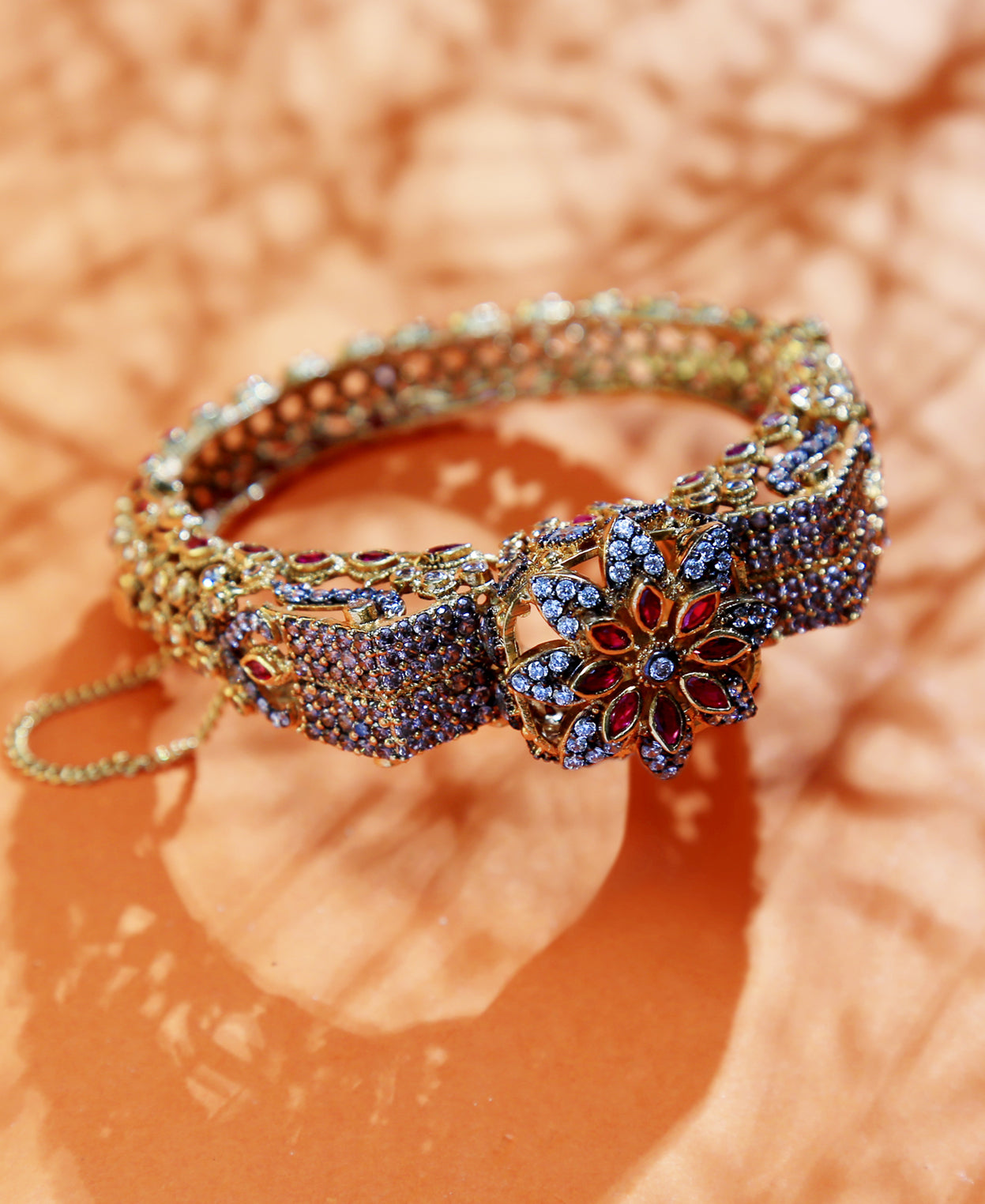 Ruby and Grey Polki Crown Kara