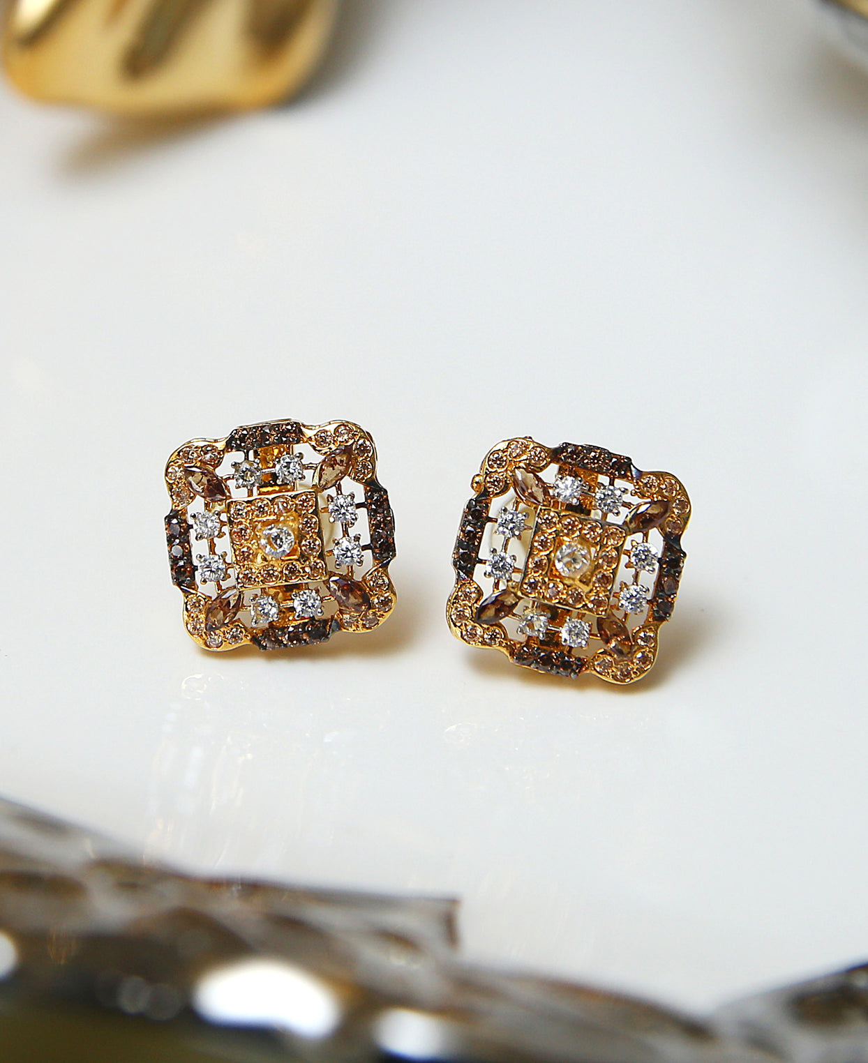 Coffee Champagne Zircon Studs