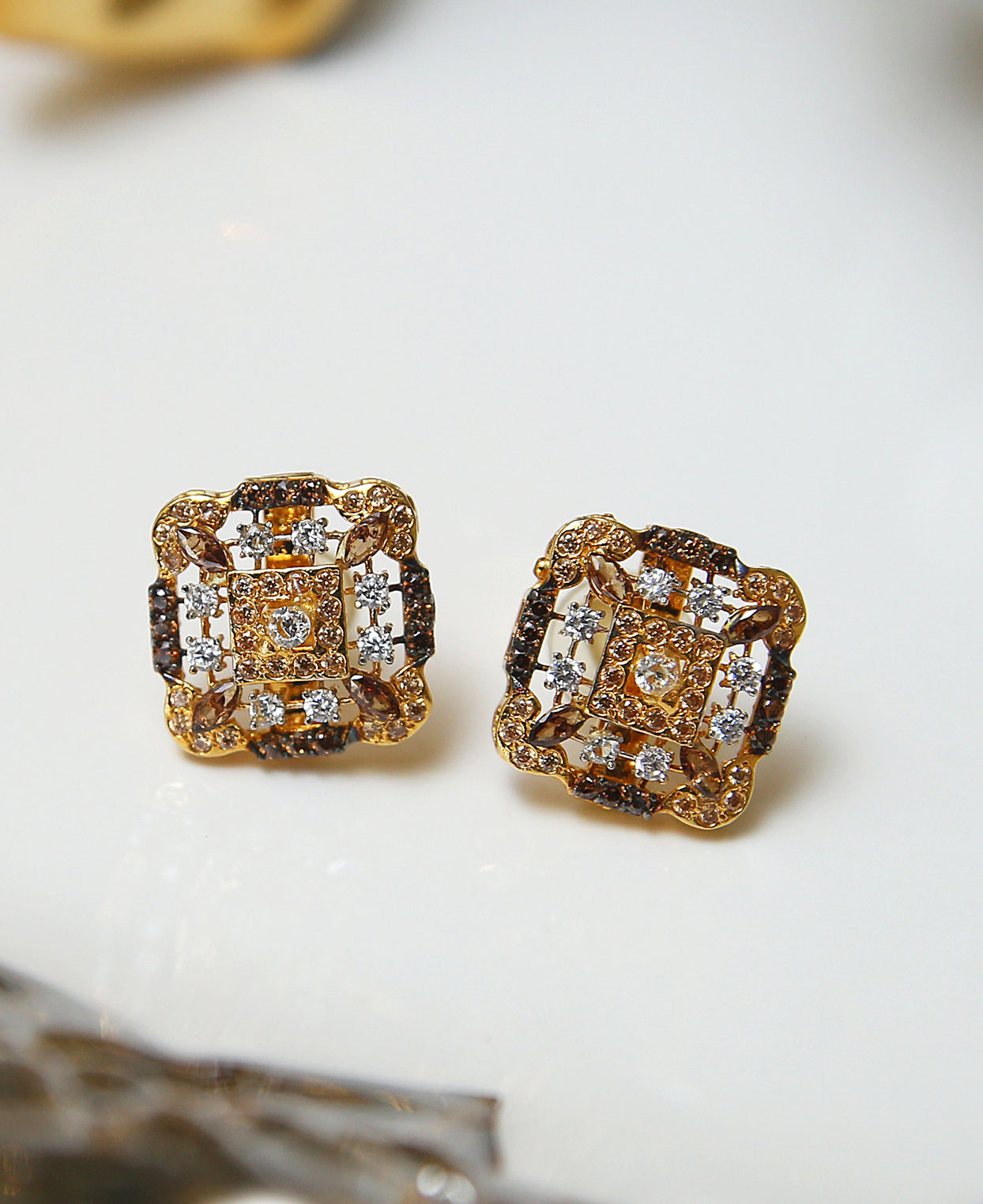 Coffee Champagne Zircon Studs