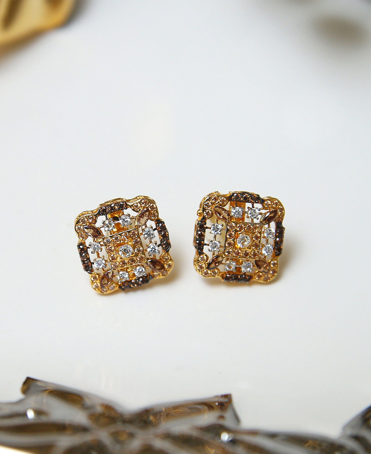 Coffee Champagne Zircon Studs