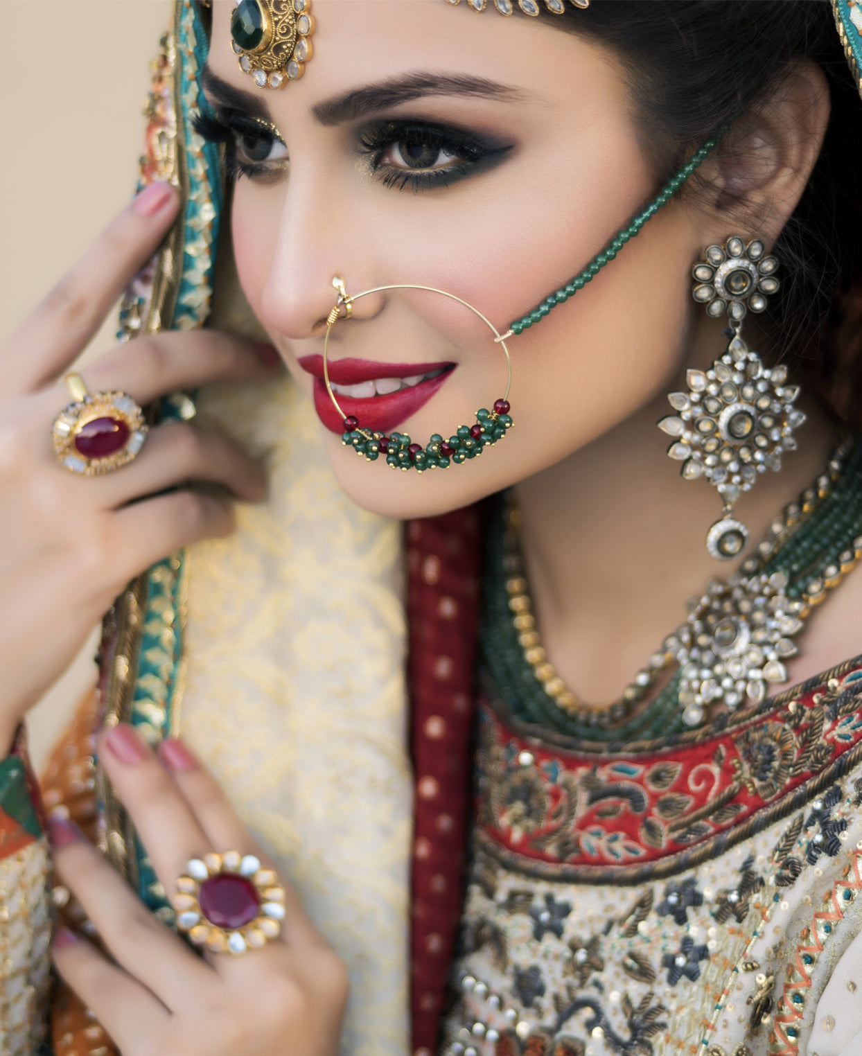 The Ammara Wedding Set in Emeralds and Polki