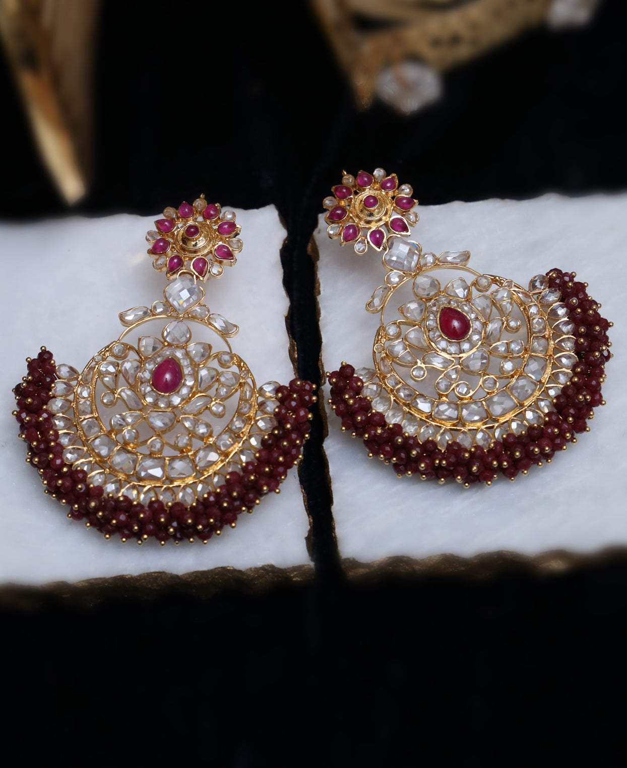 Ruby Grape Polki Earrings
