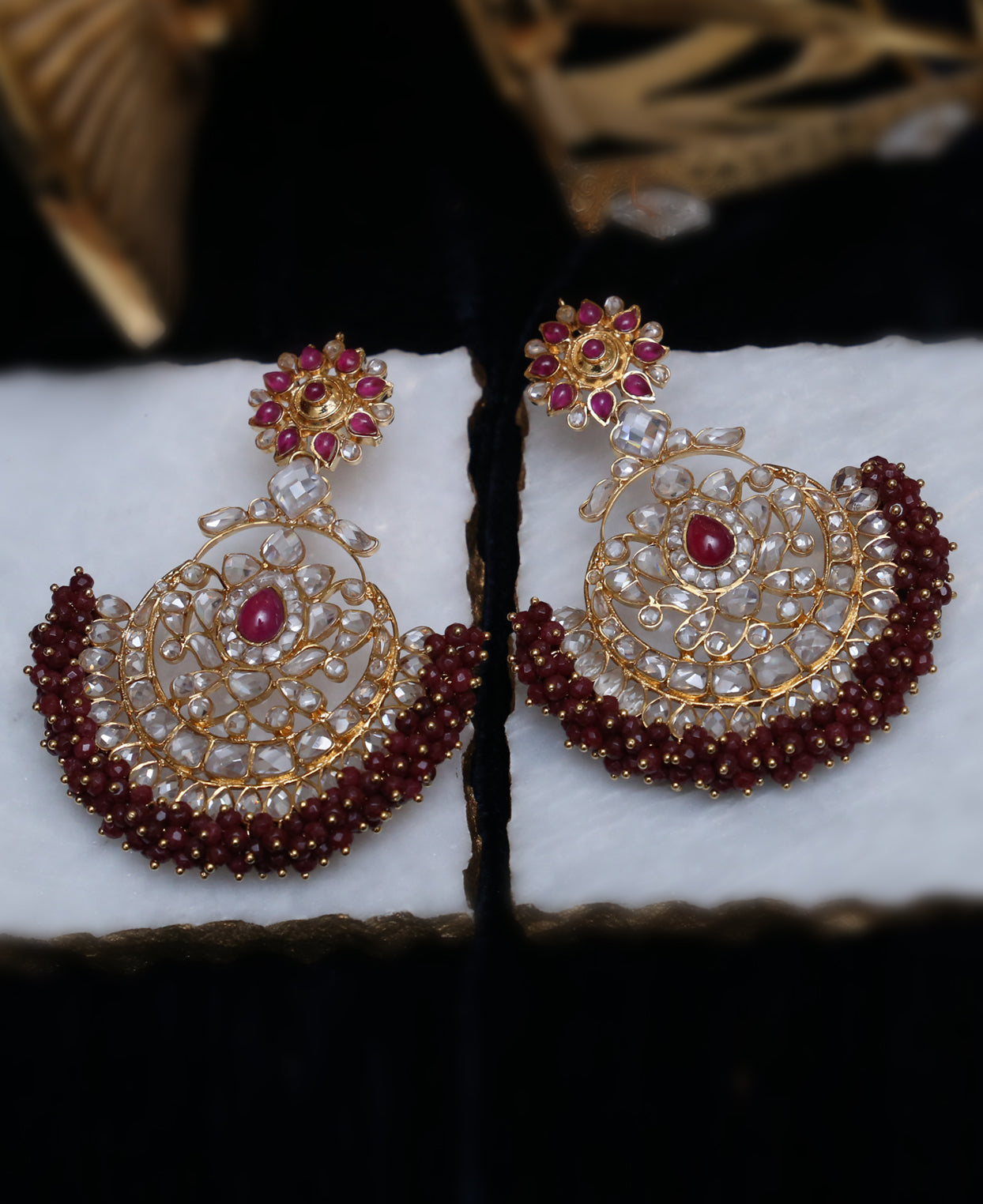 Ruby Grape Polki Earrings