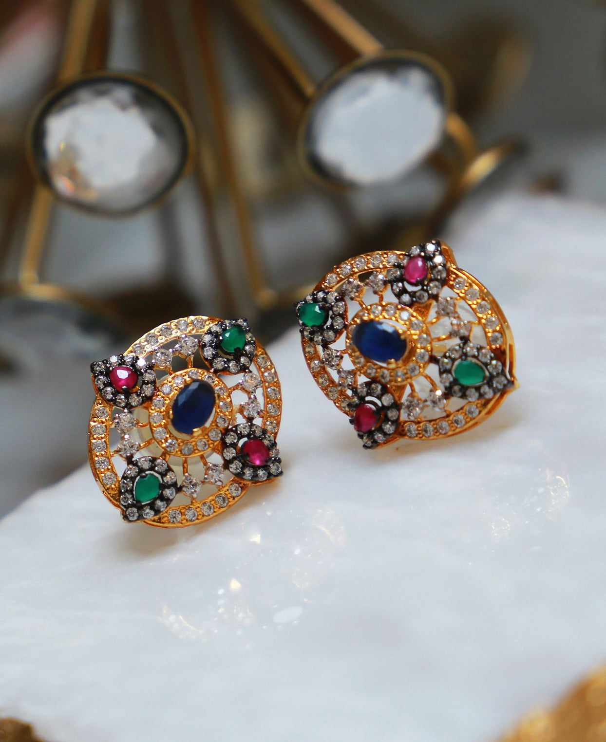 Ruby, Emerald, Sapphire Studs