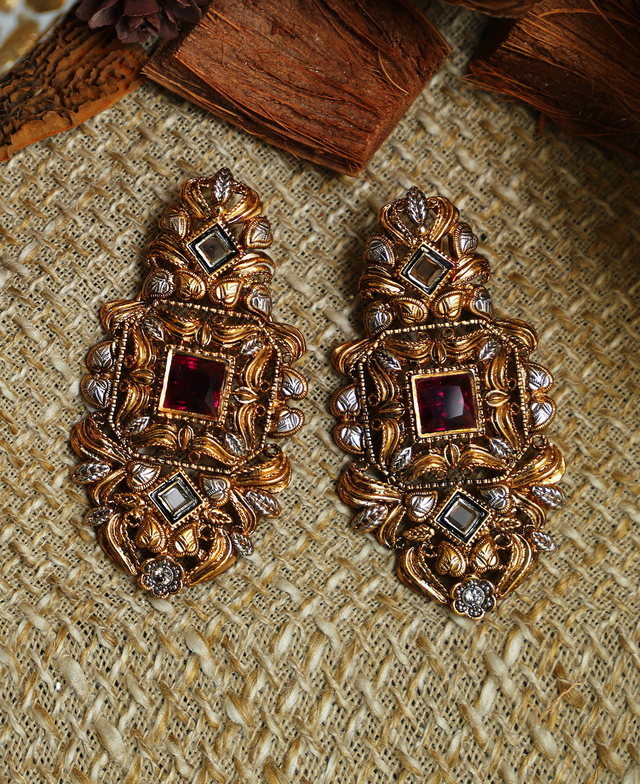 Garnet Texture Earrings